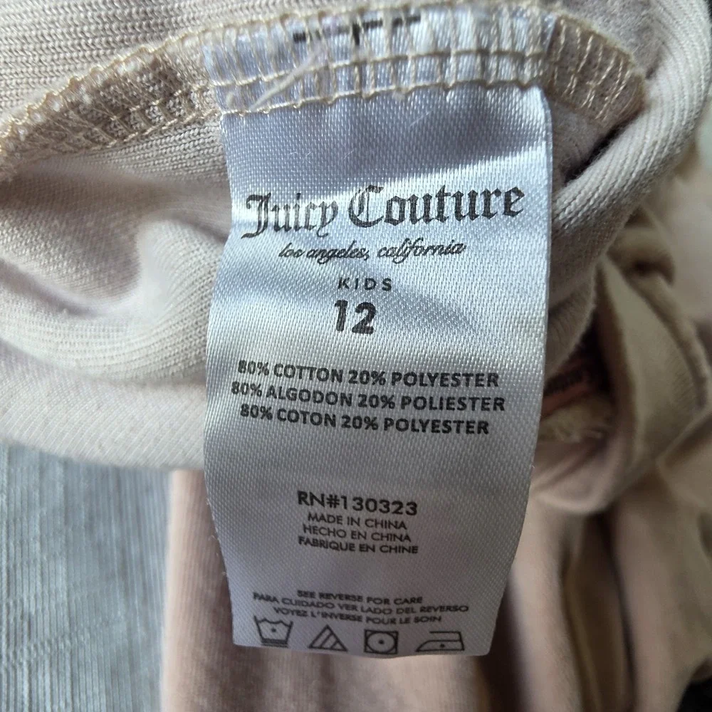 Juicy Couture Kids Velour Jogger Sweatpants Sz 12 Pink Gold Logo Soft balletcore